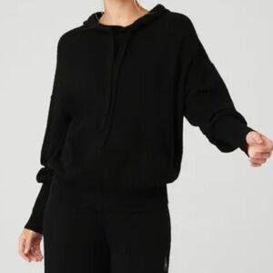 Alo Black High-Waist Cashmere Jet Set Hoodie